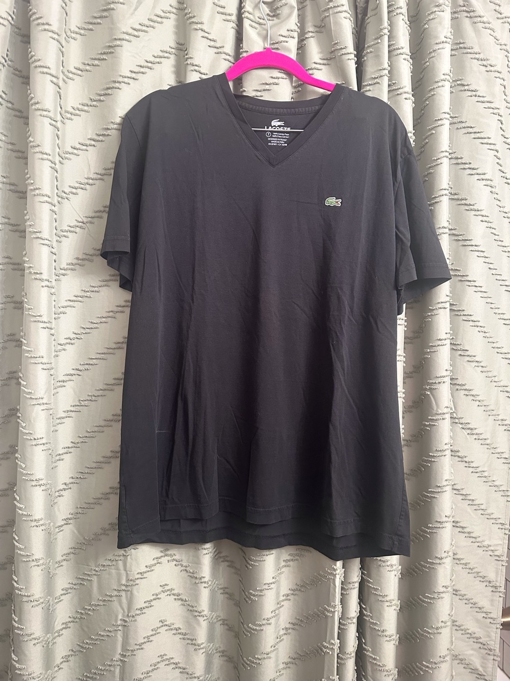 Lacoste tee t-shirt top size 7 which is size XXL men 
Black, v neck